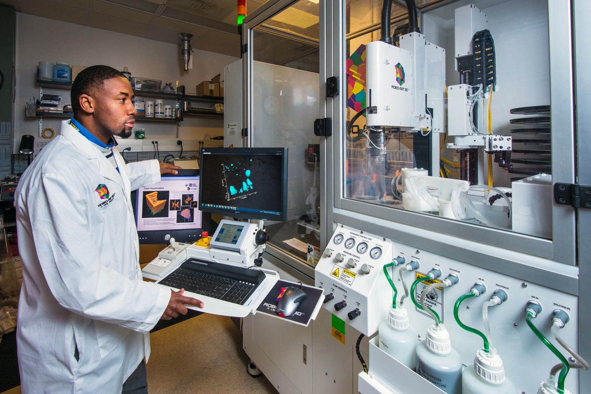 Researcher looking at computer screen