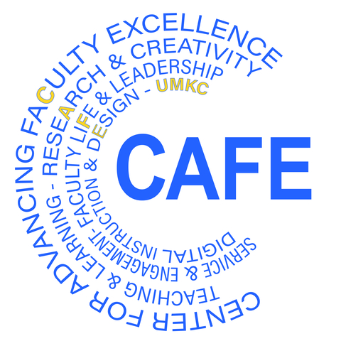 CAFE's new mark shows all five pillars: Digital Instruction and Design, Faculty Life and Leadership, Research and Creativity, Service and Engagement, Teaching and Learning in a concentric C shape.