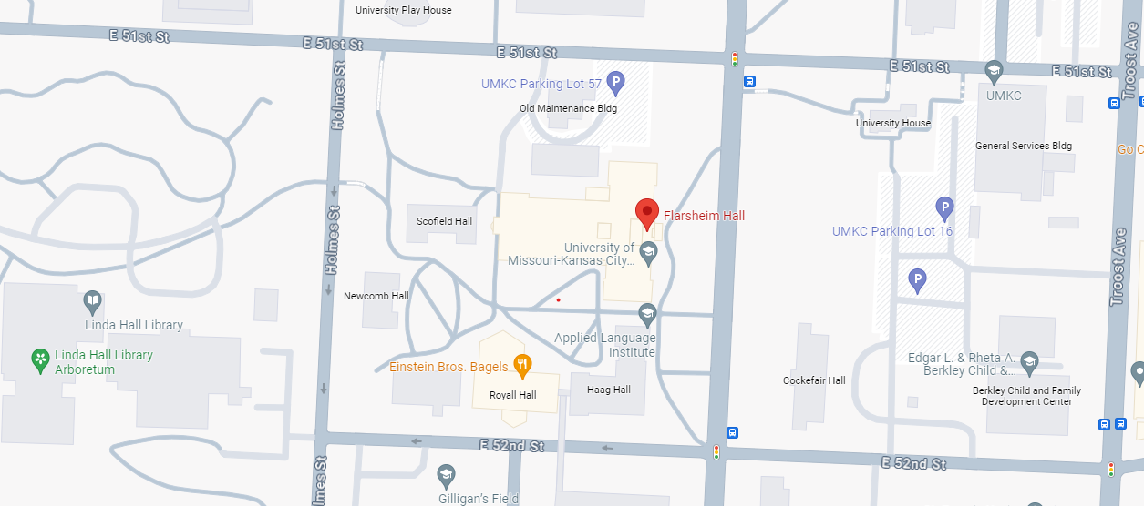 Google map of Flarsheim Hall on UMKC Volker Campus