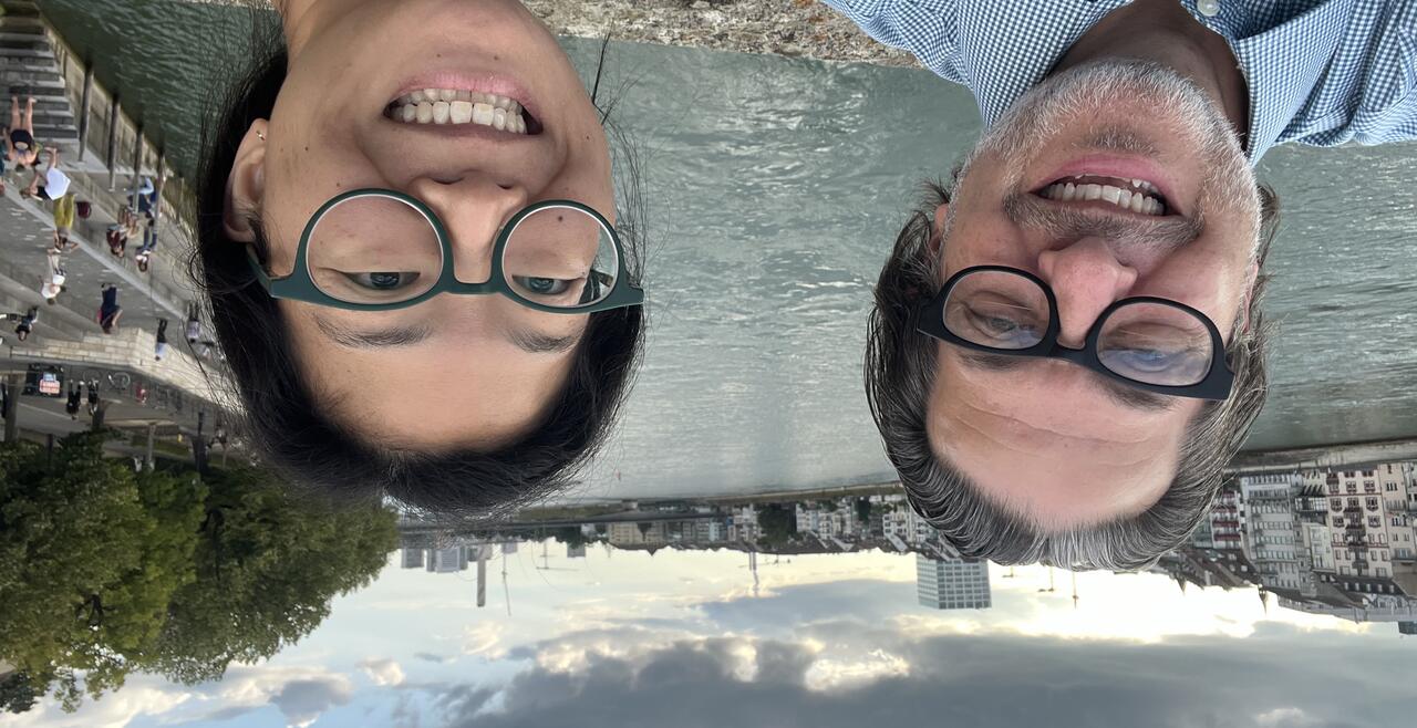 A man and a woman taking a selfie