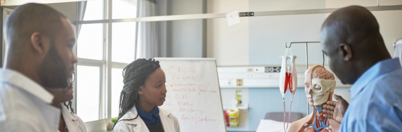 black medical students in anatomy classroom
