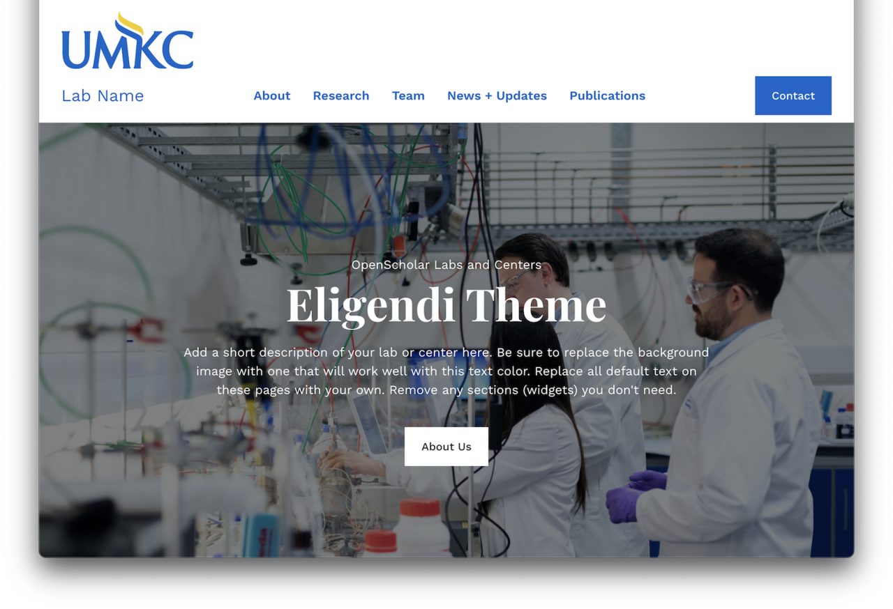 Eligendi theme with main hero image and text on top of it