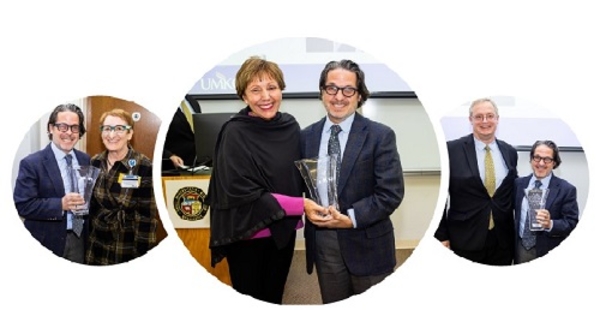 Images of Dr Sutkin with Award presenters